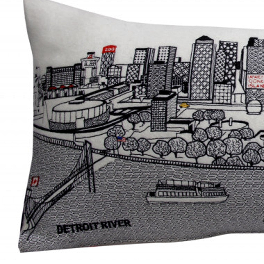 35" White Detroit Daylight Skyline Lumbar Decorative Pillow-2