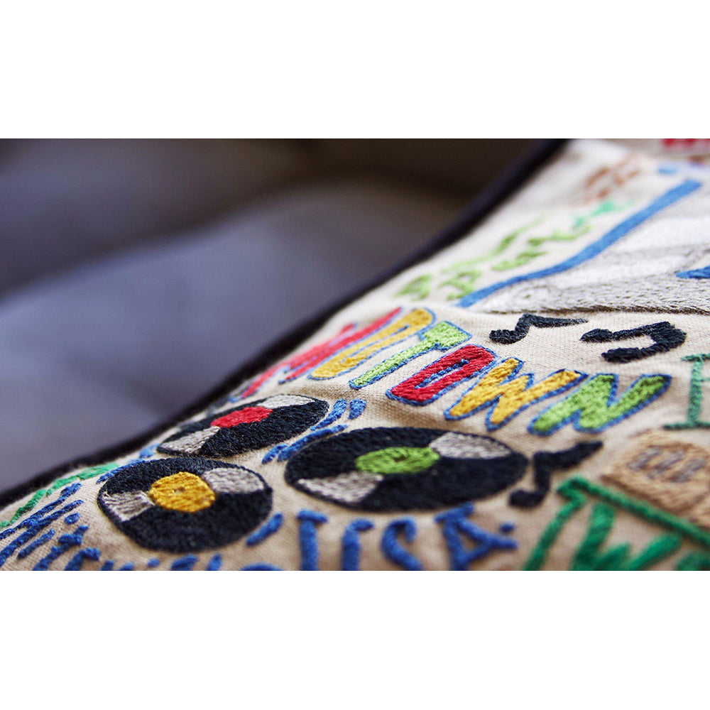 Detroit Hand-Embroidered Pillow by Cat Studio-3
