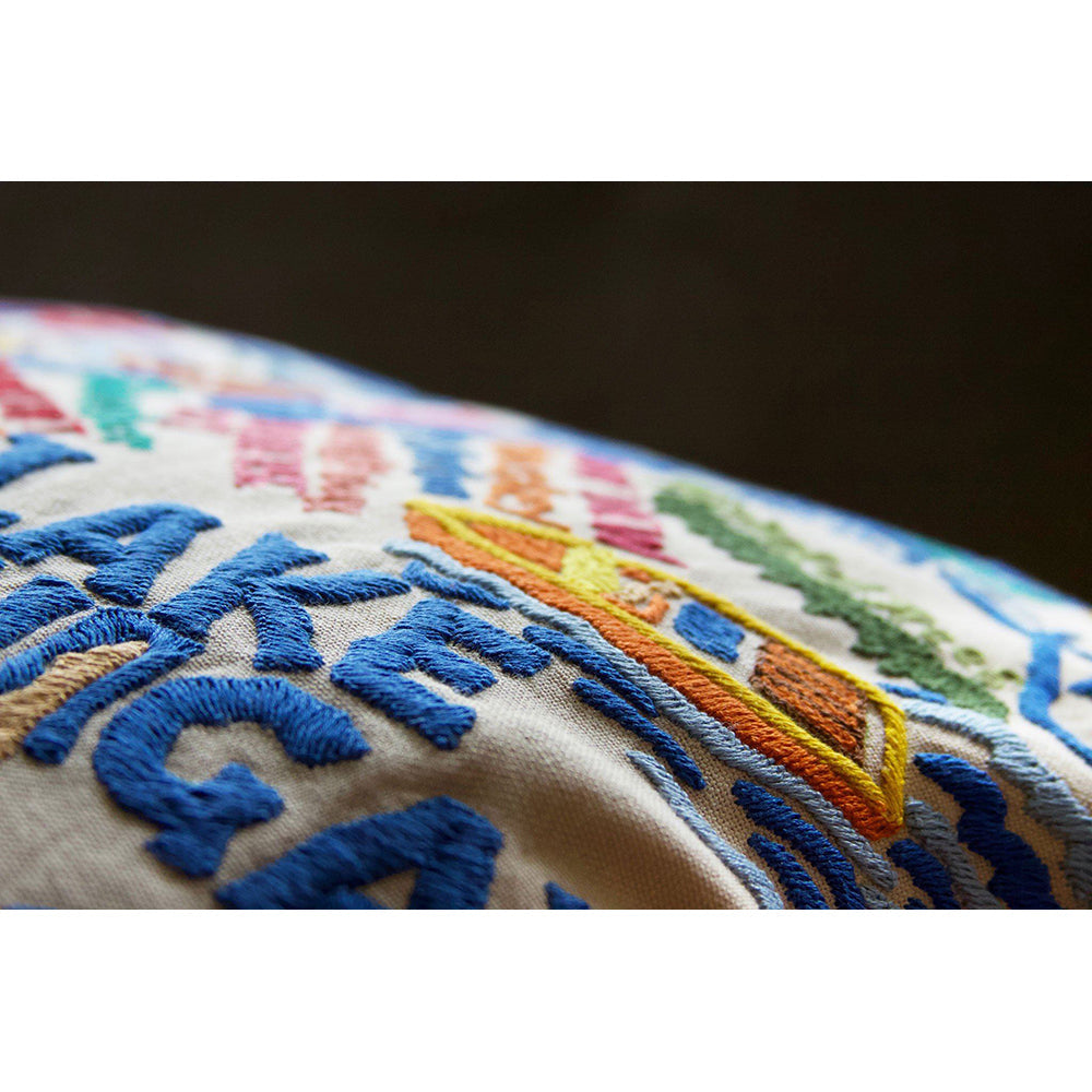 Lake Michigan Hand-Embroidered Pillow-3