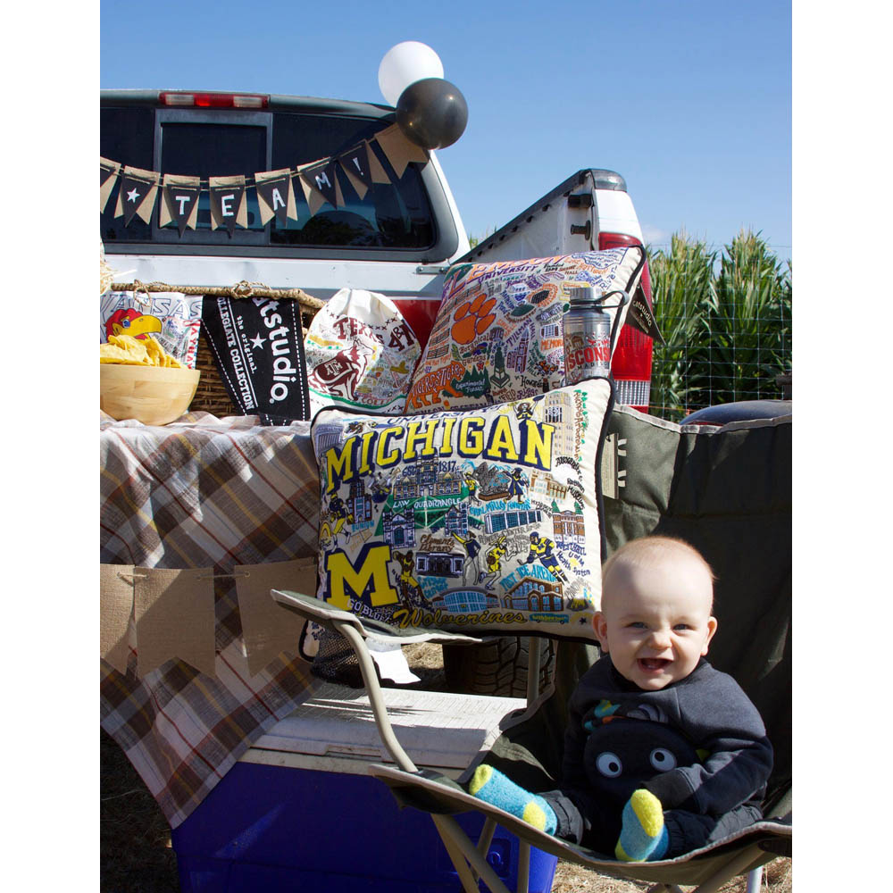 Michigan, University of Collegiate Embroidered Pillow by CatStudio-2