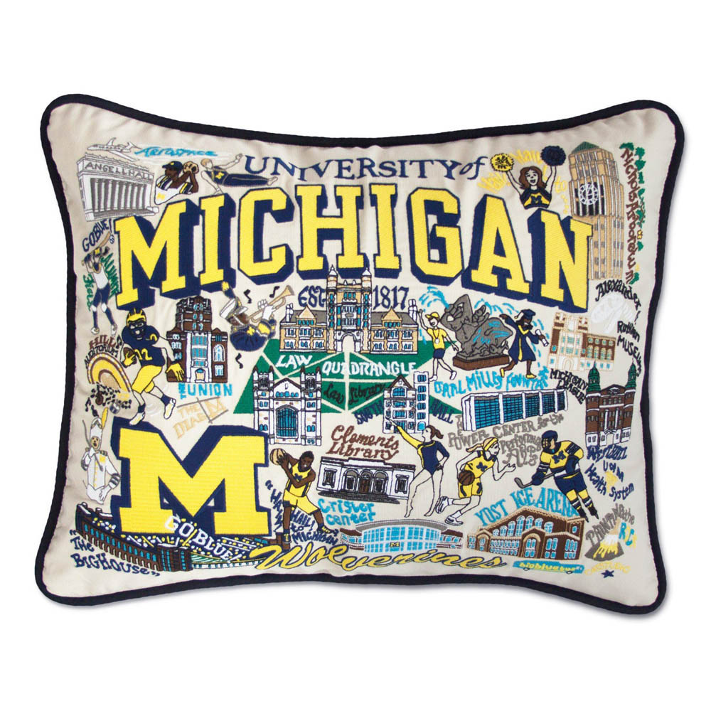 Michigan, University of Collegiate Embroidered Pillow by CatStudio-0